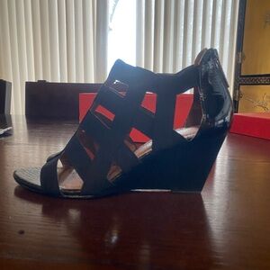 Donald J. Pliner Black Wedge Sandals